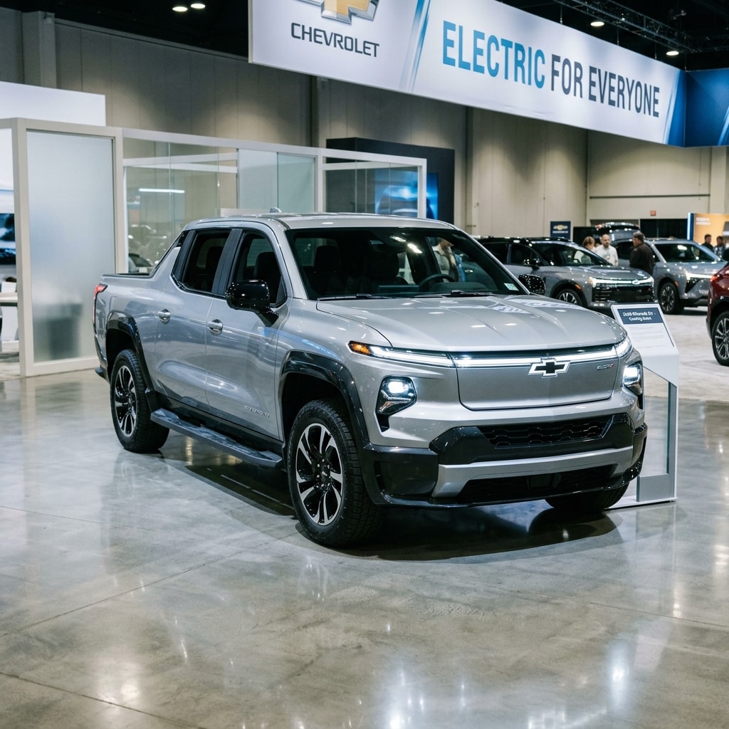 2026 Chevrolet Silverado EV parked at allentown auto show