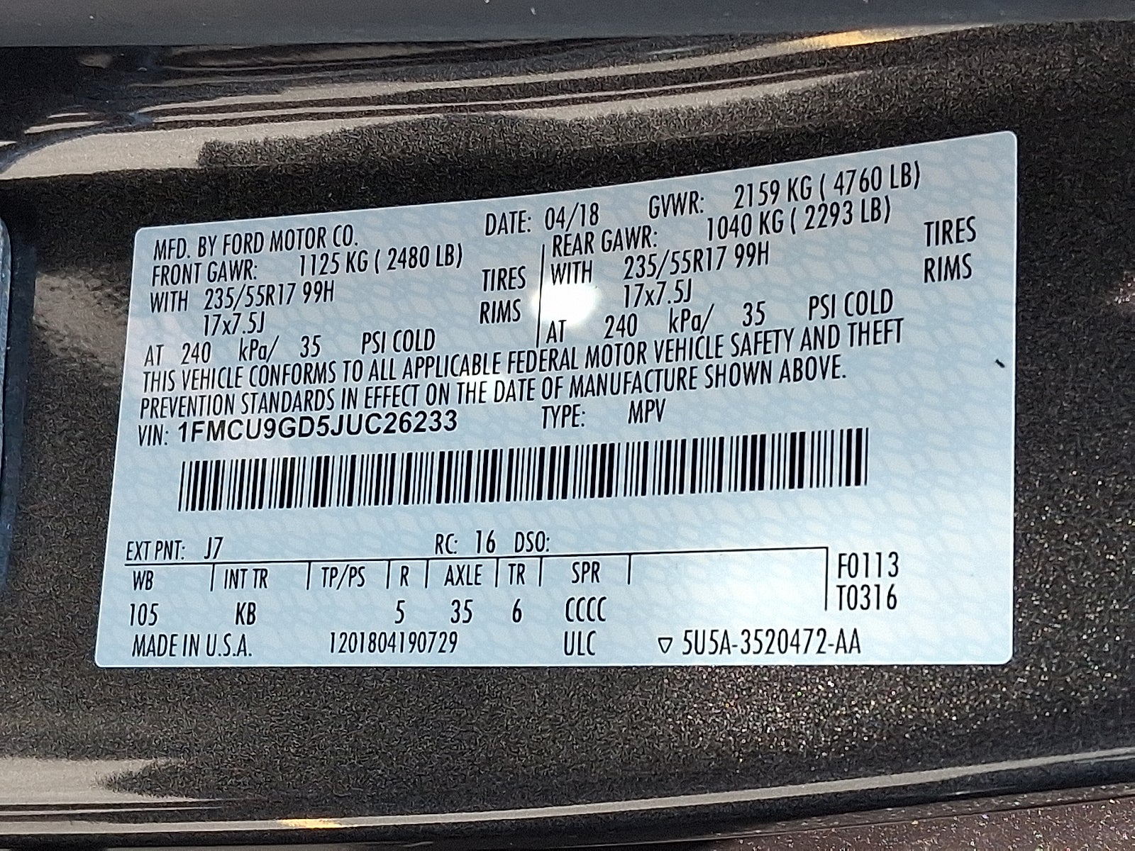 2018 Ford Escape SE 4WD