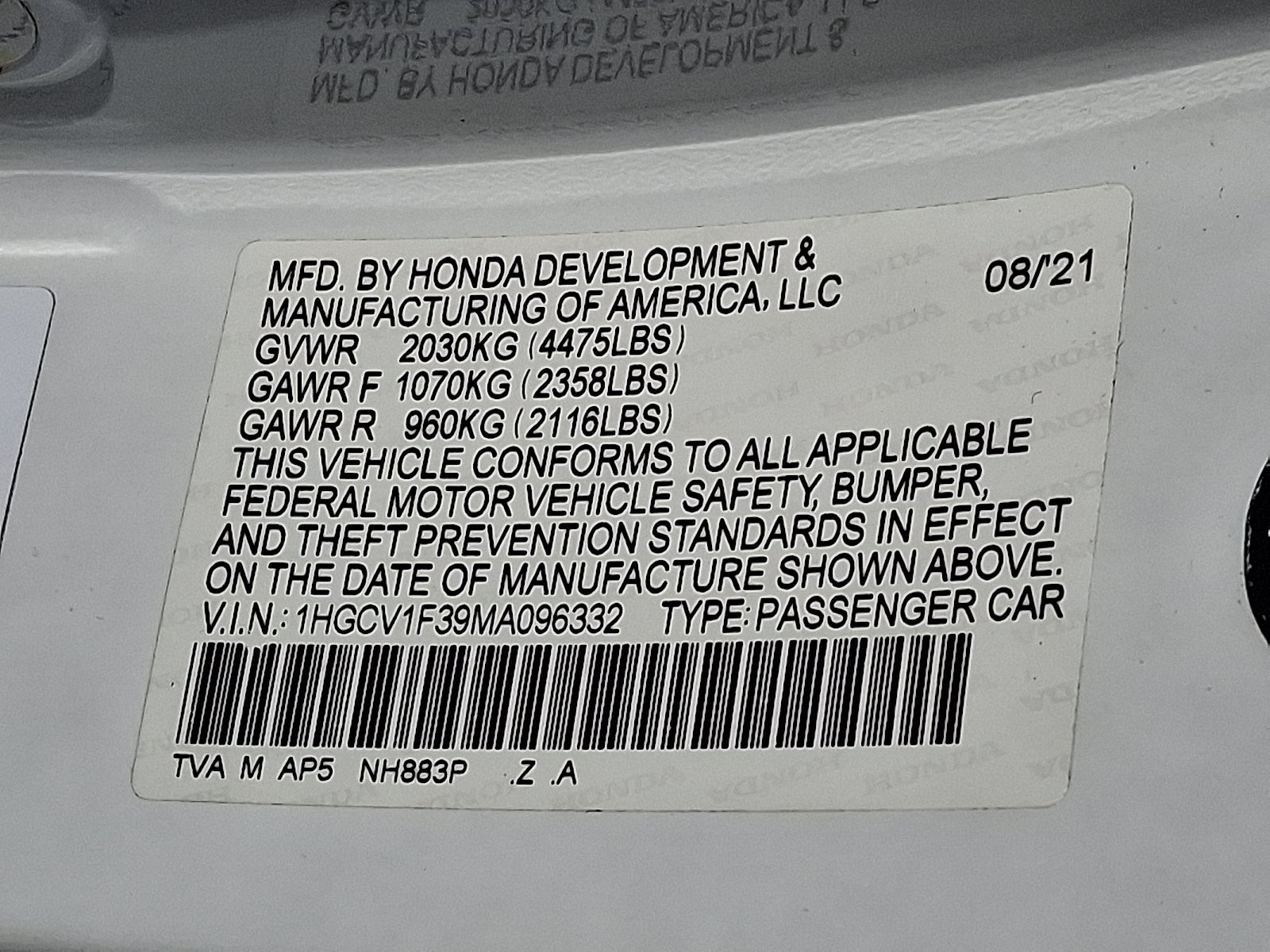 2021 Honda Accord Sport FWD