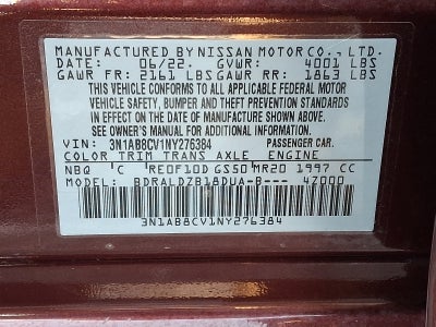 2022 Nissan Sentra SV Xtronic CVT FWD